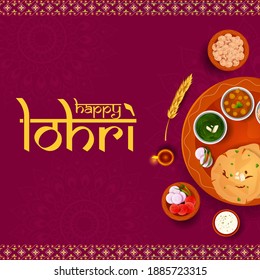 Happy Lohri Punjabi religious holiday background for harvesting festival of India in vector
