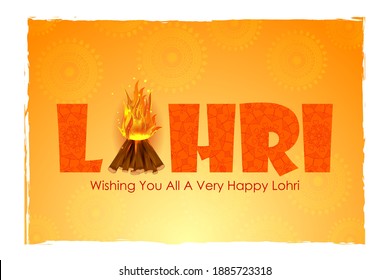 Happy Lohri Punjabi religious holiday background for harvesting festival of India in vector
