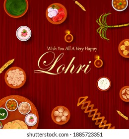 Happy Lohri Punjabi religious holiday background for harvesting festival of India in vector