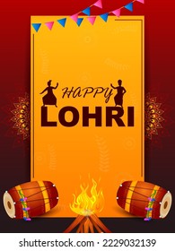 Happy Lohri Punjabi religious holiday background for harvesting festival of India in vector