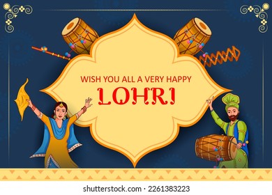 Happy Lohri Punjabi religious holiday background for harvesting festival of India in vector