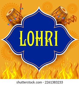 Happy Lohri Punjabi religious holiday background for harvesting festival of India in vector