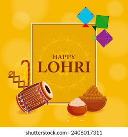 Happy Lohri Punjabi religious holiday background for harvesting festival of India in vector