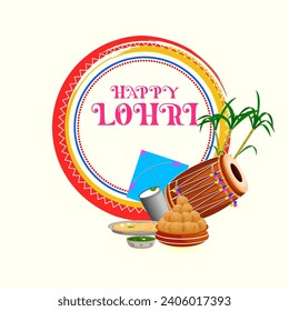 Happy Lohri Punjabi religious holiday background for harvesting festival of India in vector