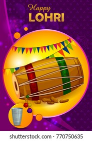 Happy Lohri Punjabi religious holiday background for harvesting festival of India in vector