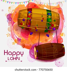Happy Lohri Punjabi religious holiday background for harvesting festival of India in vector