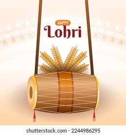 Happy Lohri tradition festival of Punjab India, harvest festival, people playing lohri dance. vector illustration design