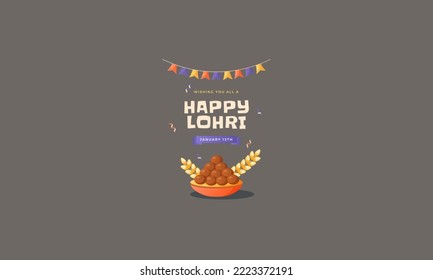 happy lohri vector illustration flat design