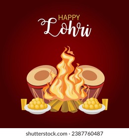 Happy Lohri vector Illustrator. Illustration of happy lohri holiday background for punjabi festival