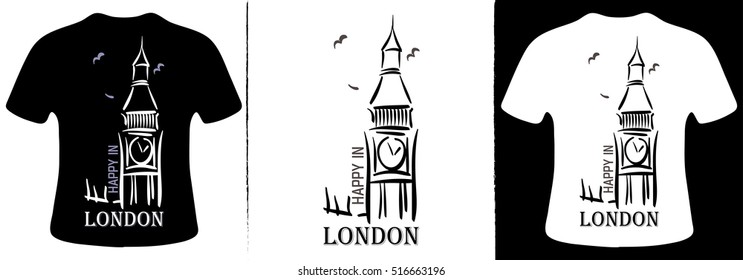 Happy in London T-Shirt Design 