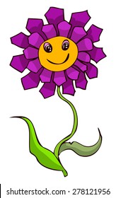 Happy looking Flower Drawing Vector Illustration. 
