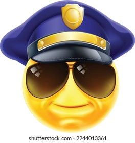 Un emoticono policía de aspecto alegre con cara de icono de caricatura