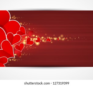 Happy Love background with hearts valentine day card banner