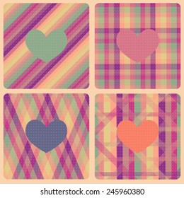 HAPPY LOVE. COLORFUL CARDS, VECTOR ILLUSTRATION.