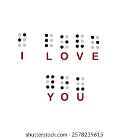 Happy love day! Braille alphabet banner. Visually impaired people.Valentine's day