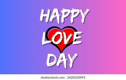 Happy love day handwritten text in love background screen. Suitable for celebrations or greeting cards. Romantic valentine's day background animation. Happy Valentine's Day celebration vector design
