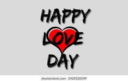 Joyeux jour d'amour texte écrit à la main sur l'écran d'arrière-plan amour. Convient aux fêtes ou cartes de voeux. Animation d'arrière-plan romantique de Saint-Valentin. Joyeuses fêtes de Saint-Valentin, création vectorielle
