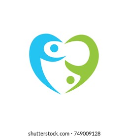 happy love heart couple vector logo