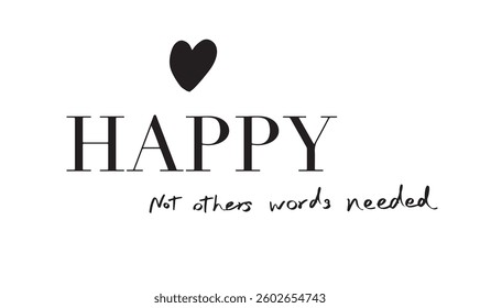 Happy love heart shape text font calligraphy hand written lettering script black color sign symbol Not other words needed happy communication banner happy love heart black color smile welcome business