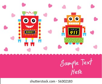 happy love robot couple