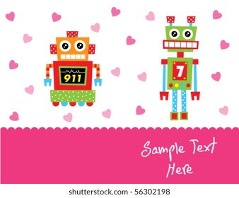 happy love robot couple