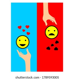 Happy, love and sad yellow emoticons