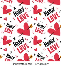 Happy love seamless pattern on the white background