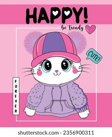 happy lovely cute fashion cat 