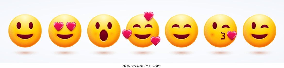 Feliz Y Encantador Conjunto De Emoticonos 