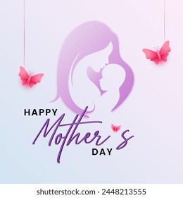 Happy loving mother kissing her baby and holding on hands. Vector symbols of love for Happy Women's, Mother's, Valentine's Day, mother child love
