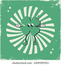 Happy lucky trendy cartoon with a smile face 