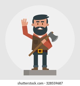 Happy lumberer. Vector illustration