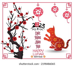 Happy lunar new year 2023, Vietnamese new year, Year of the Cat.
(Translation vietnamese: Happy new year)
