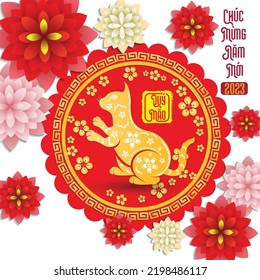 Happy lunar new year 2023, Vietnamese new year, Year of the Cat.
(Translation vietnamese: Happy new year)
