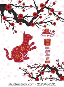 Happy lunar new year 2023, Vietnamese new year, Year of the Cat.
(Translation vietnamese: Happy new year)
