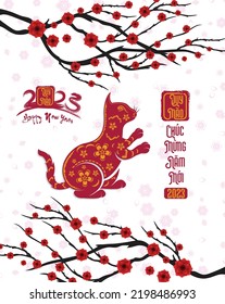 Happy lunar new year 2023, Vietnamese new year, Year of the Cat.
(Translation vietnamese: Happy new year)
