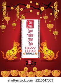 Happy lunar new year 2023, Vietnamese new year, Year of the Cat.
Translation vietnamese: Happy new year.

