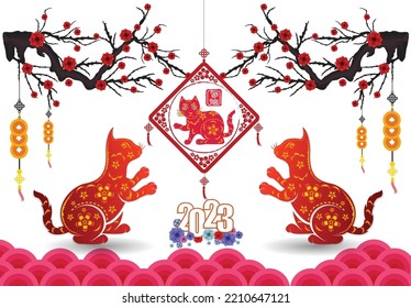Happy lunar new year 2023, Vietnamese new year, Year of the Cat.
Translation vietnamese: Happy new year.


