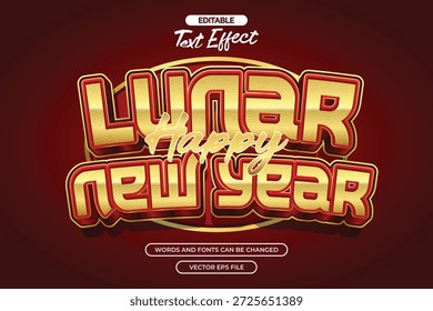 Efecto de texto editable feliz año lunar con texto de textura dorada