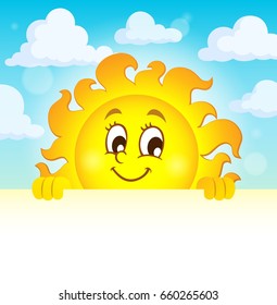 Imagen 1 del tema del sol de acecho feliz - ilustración vectorial eps10.