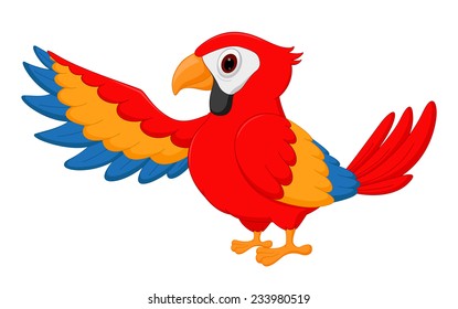 Happy macaw bird cartoon 