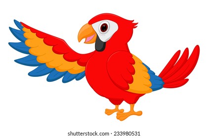 Happy macaw bird cartoon 