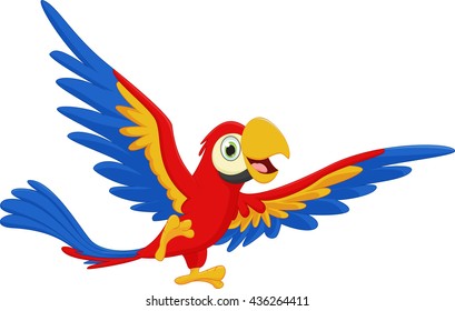 Happy Macaw Bird Cartoon