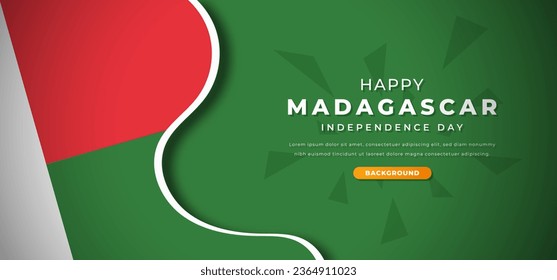 Happy Madagascar Independence Day Design Paper Cut Shapes Background Illustration for Poster, Banner, Advertising, Greeting Card
