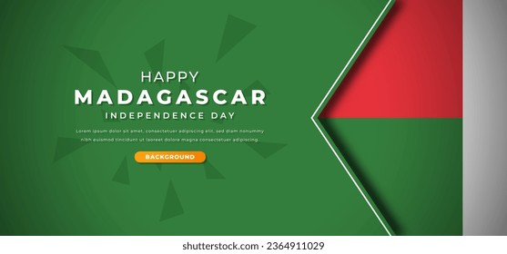 Happy Madagascar Independence Day Design Paper Cut Shapes Background Illustration for Poster, Banner, Advertising, Greeting Card