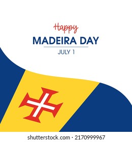 Happy Madeira Day vector. Abstract waving flag of Madeira icon vector isolated on a white background. Madeira flag design element. July 1. Important day