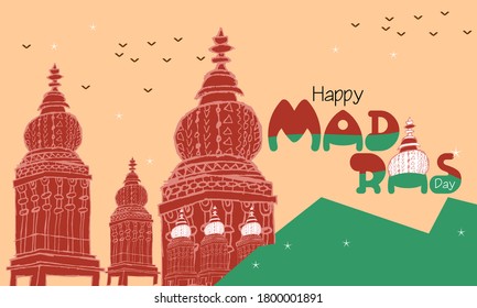 Happy Madras Day Creative Design (its celebrated in Madras city of India)