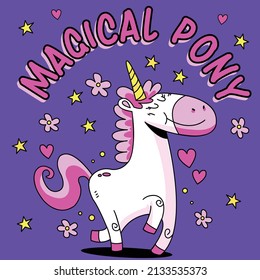 HAPPY MAGIC PONY RUNNING VECTOR