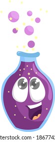 Happy magic potion, illustration, vector on white background.