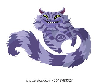 happy magical flying purple cat